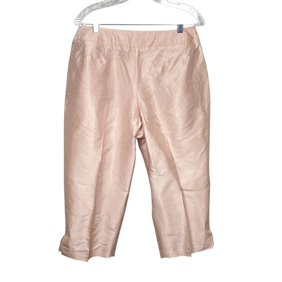 Vintage Bernard Holtzman Harve Benard 100% Silk Pants Womens 12 Pink Cropped - Picture 1 of 4